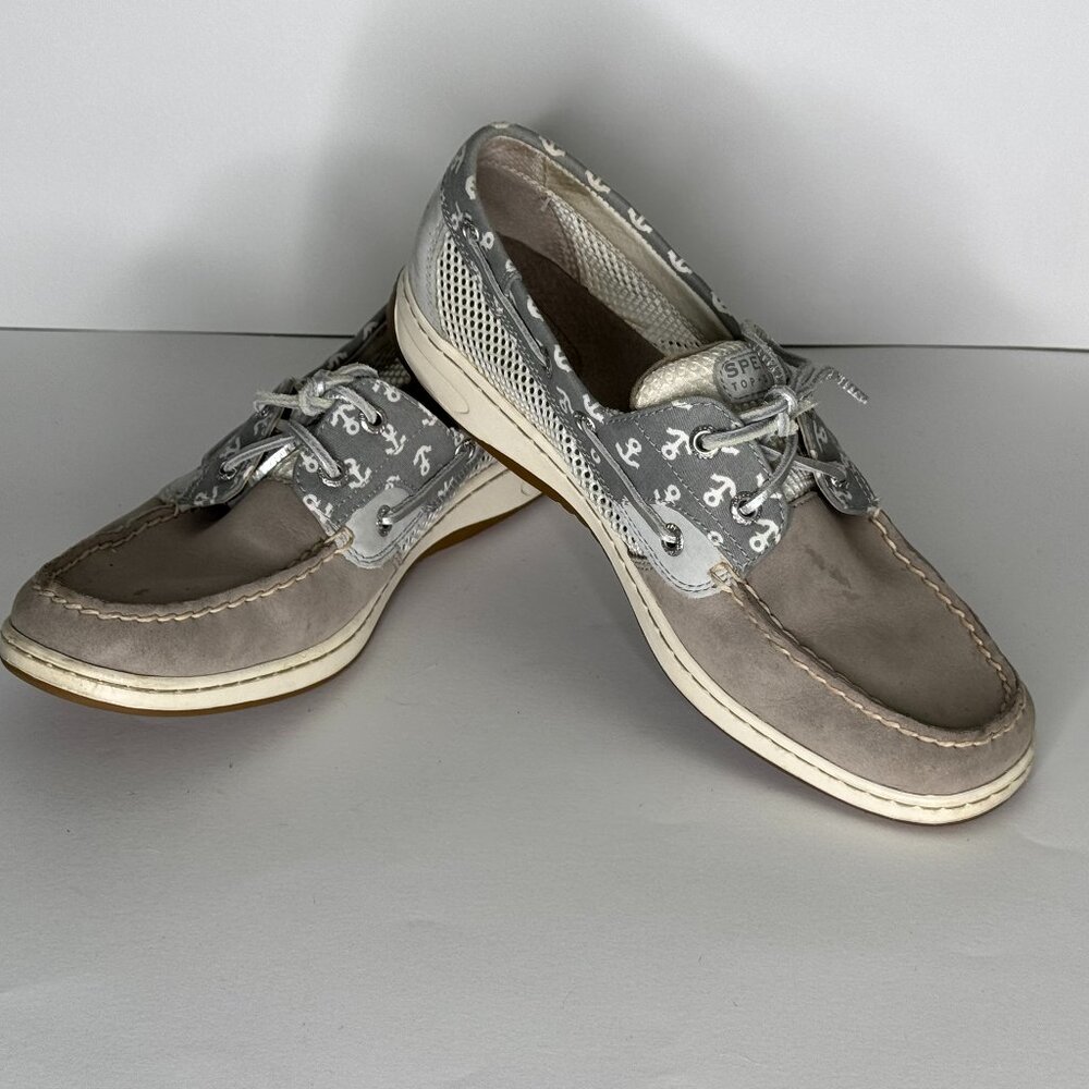 Sperry Top Siders Women's 9.5 Grey Leather with Anchors